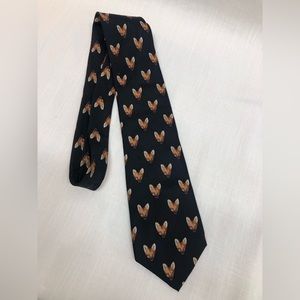 Fox print silk tie, EUC